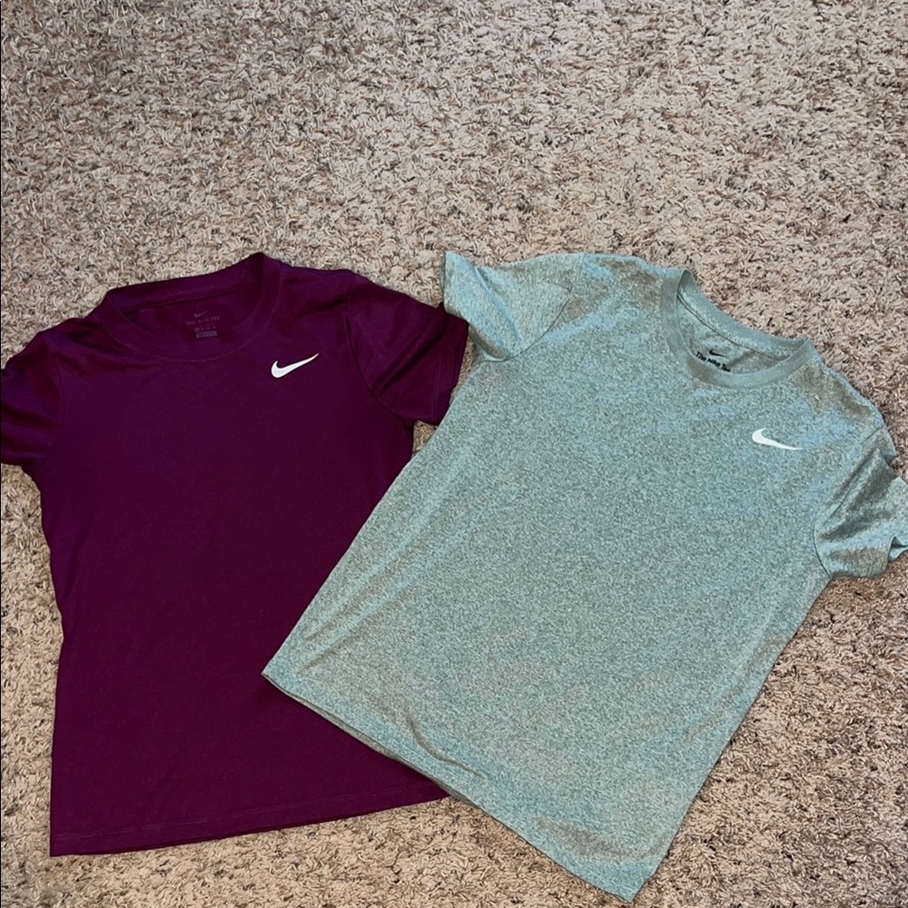 Nike Maroon and Light green T-Shirts